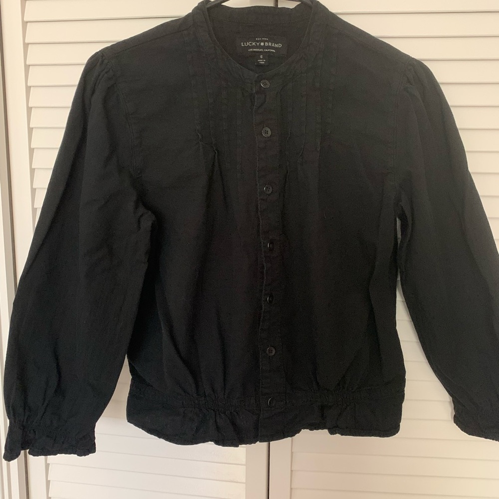 Lucky Brand Black blouse with lots of detail. Cropped